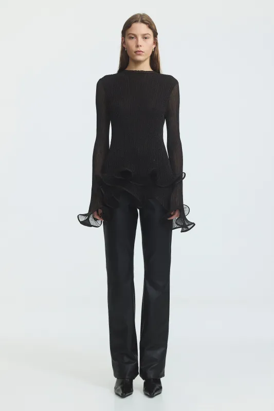 Agata Ruffle Knit Top made by Aje