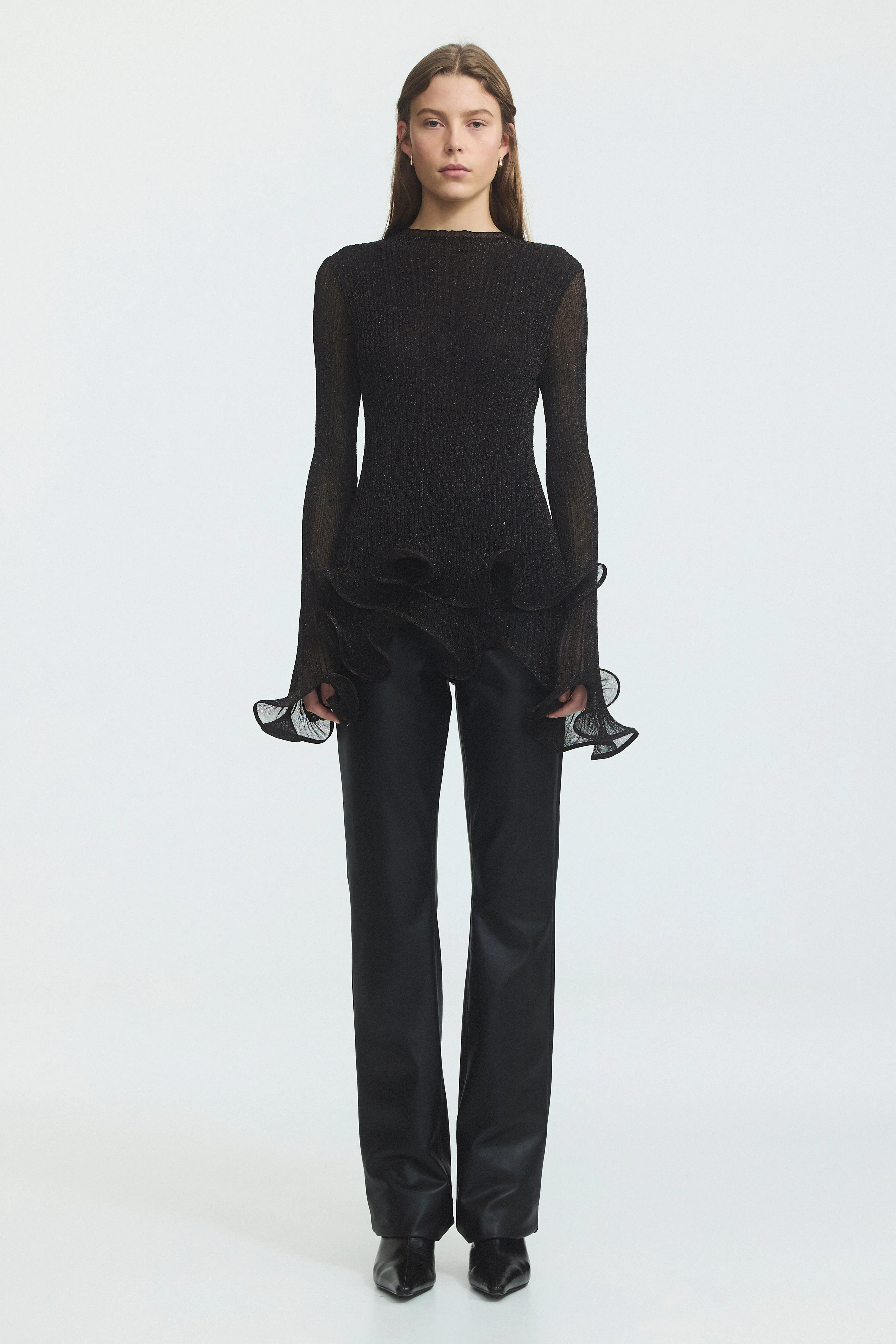 Agata Ruffle Knit Top sold by Aje