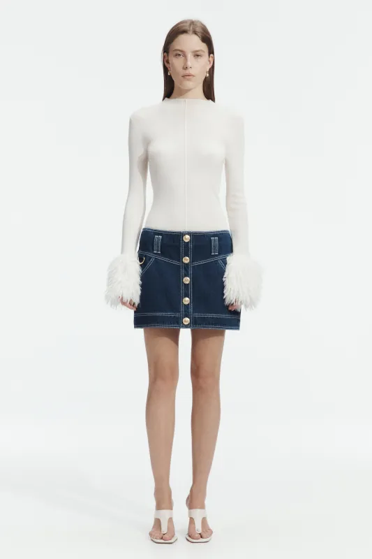 Rylee Denim Mini Skirt made by Aje
