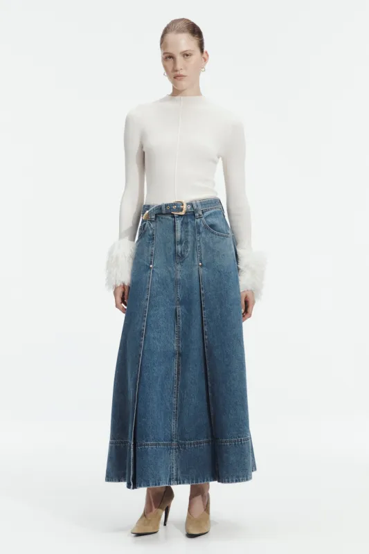 Viva Denim Midi Skirt made by Aje