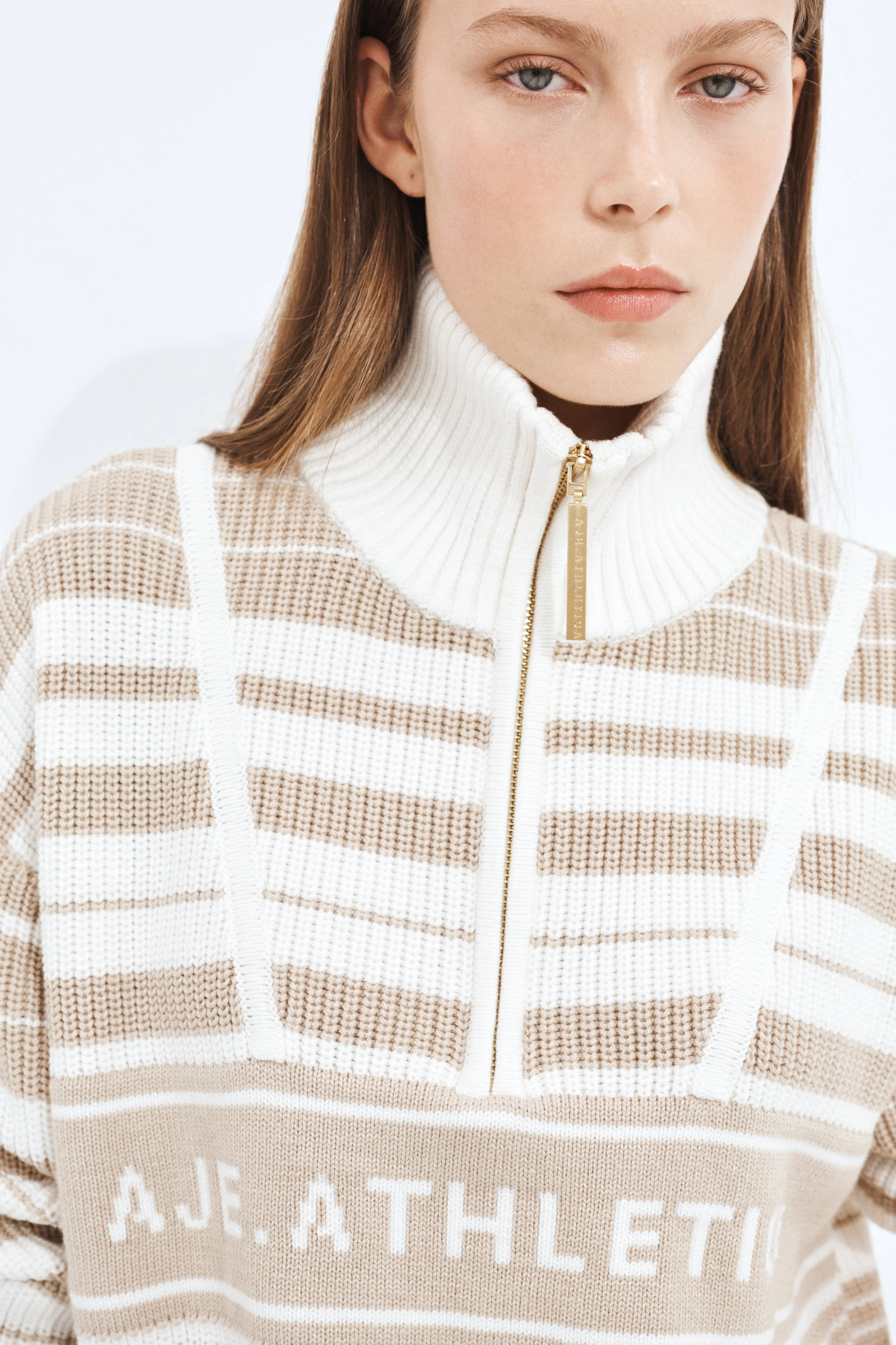 1/4 Zip Knit Stripe Jumper sold by Aje product image thumbnail 4