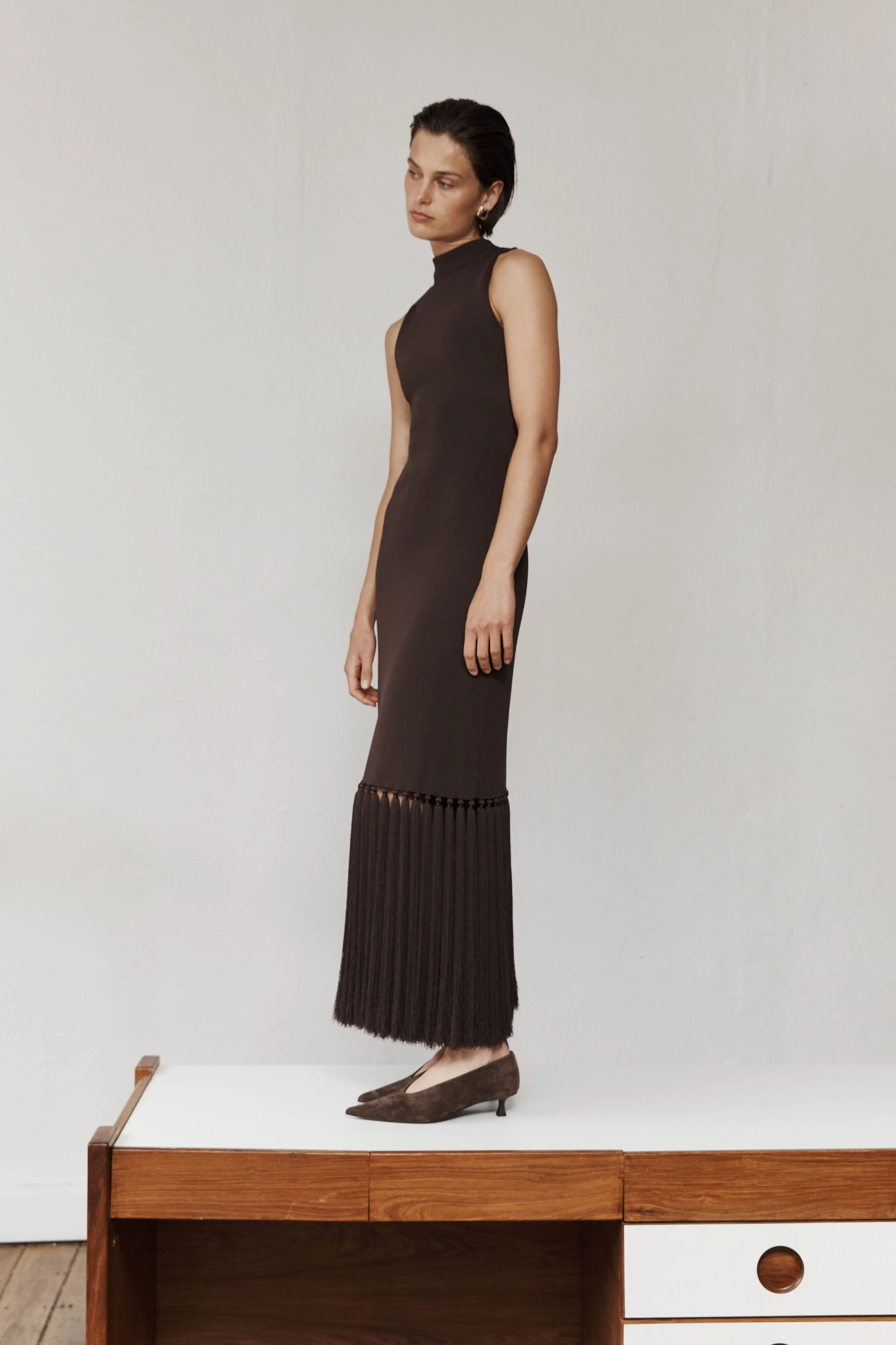 Sofina Knit Tassel Midi Dress sold by Aje