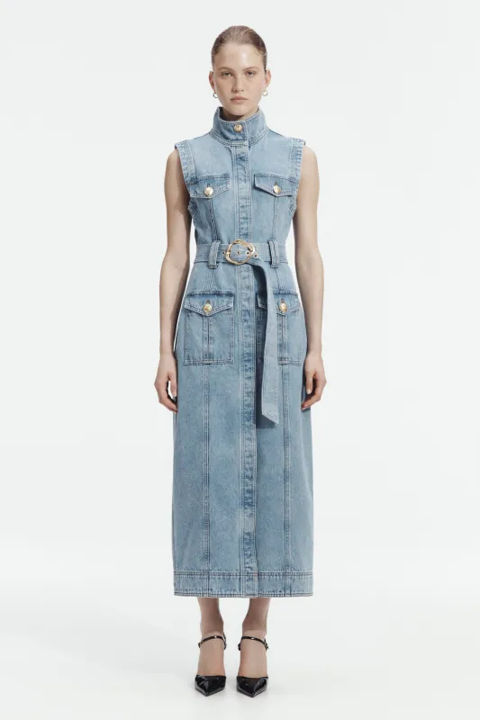 Lyra Denim Midi Dress made by Aje