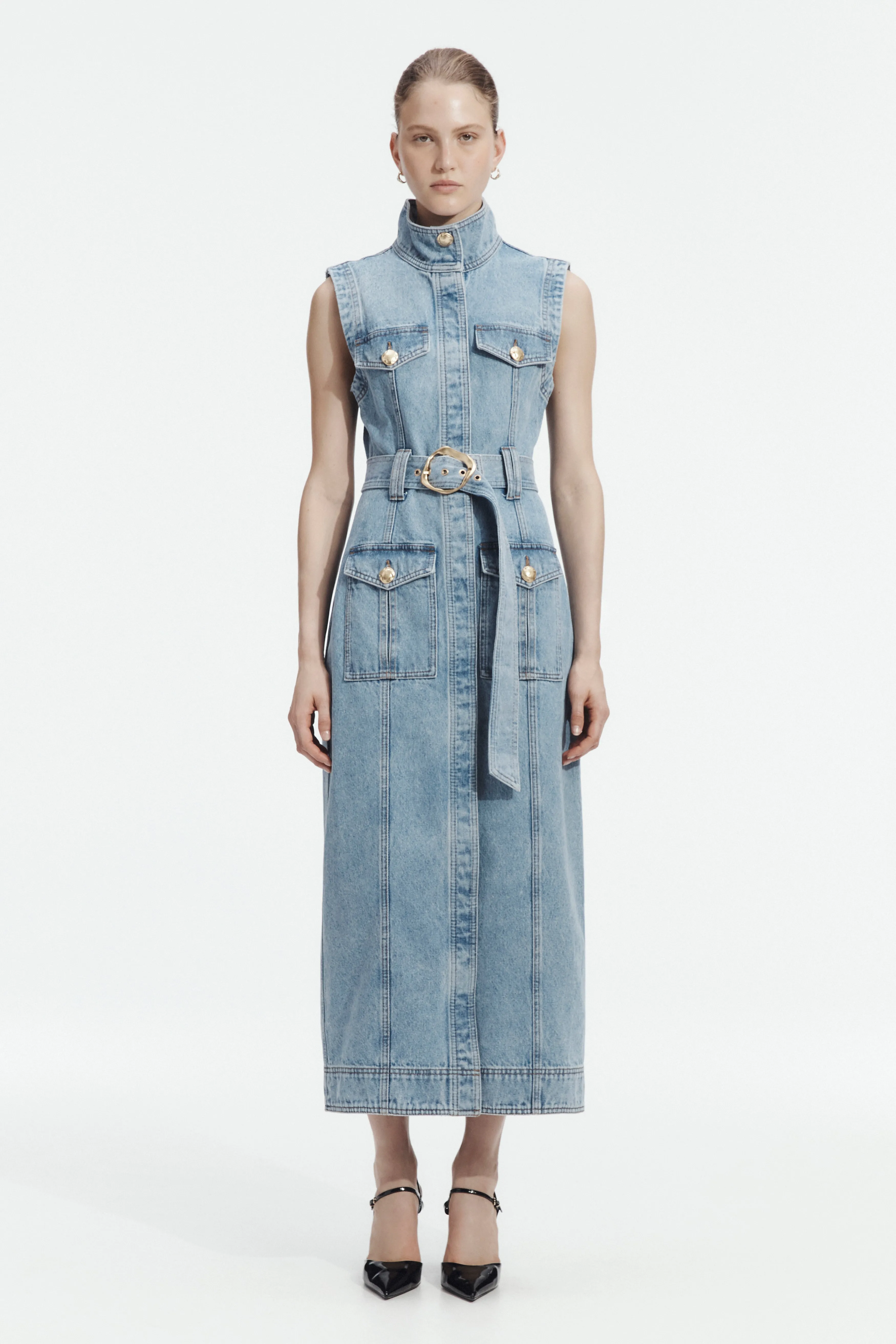Lyra Denim Midi Dress sold by Aje