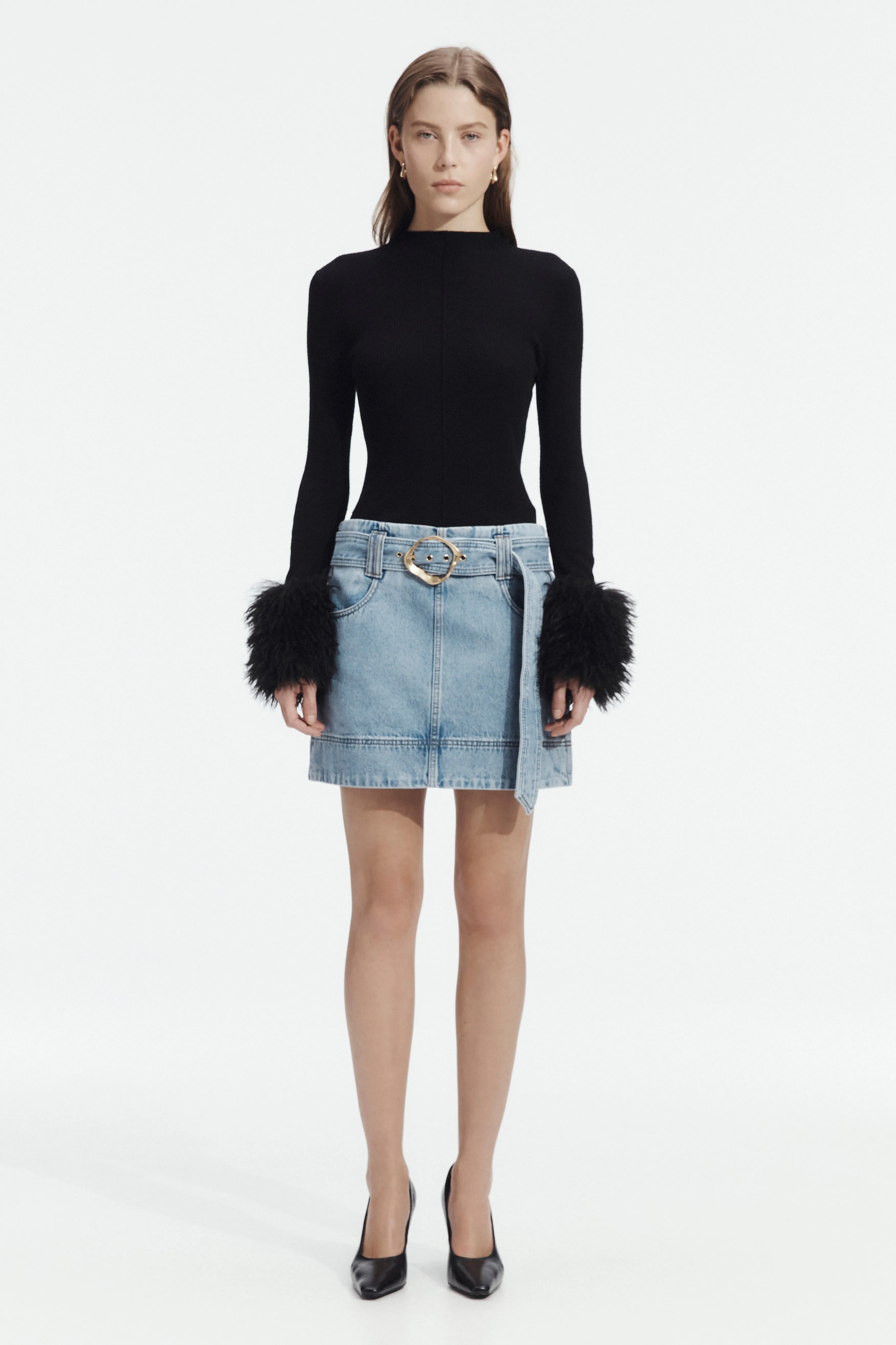 Lyra Denim Mini Skirt sold by Aje
