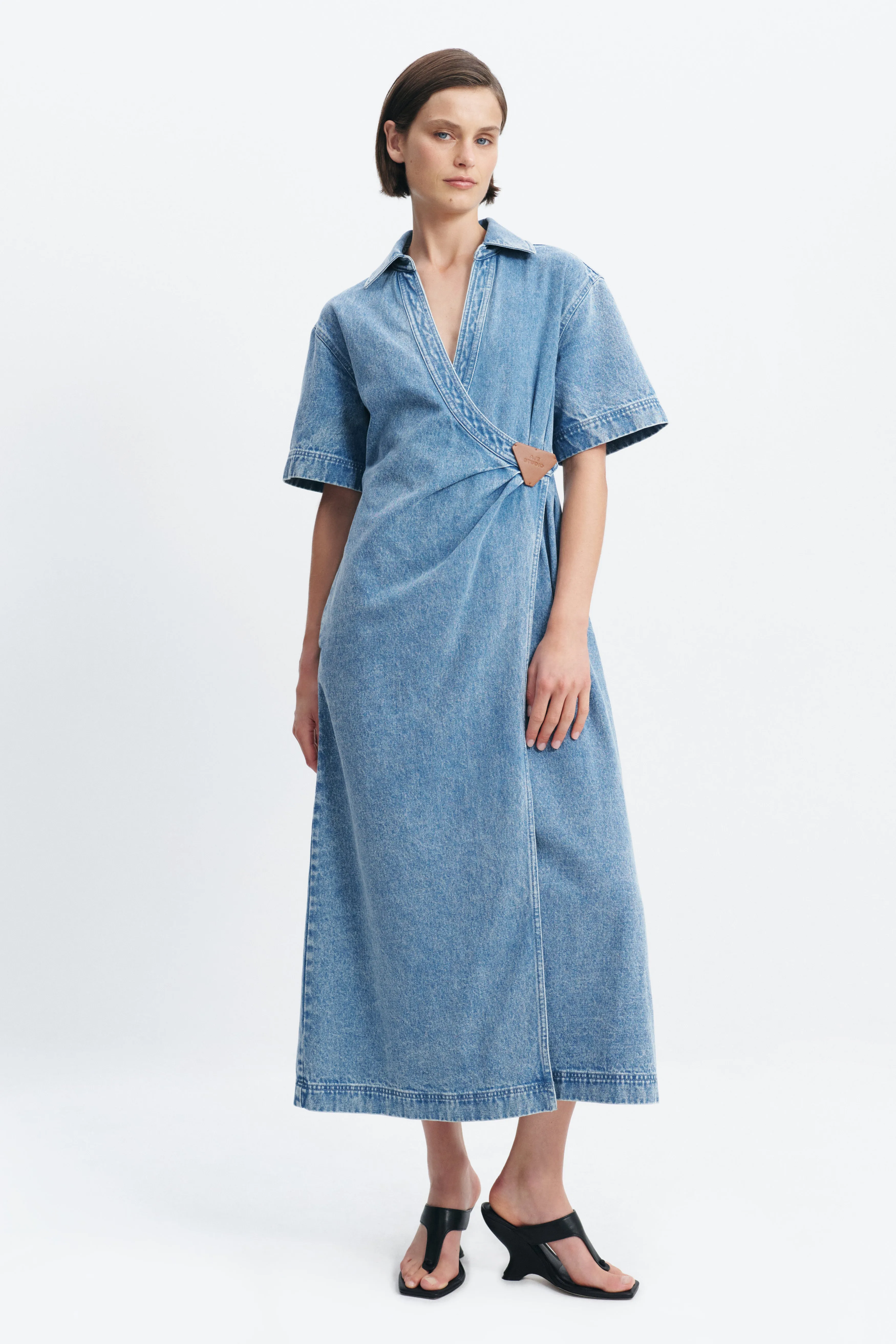Kendall Denim Wrap Midi Dress sold by Aje