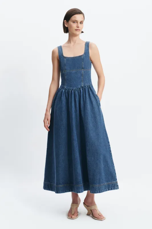 Olivia Denim Maxi Dress made by Aje