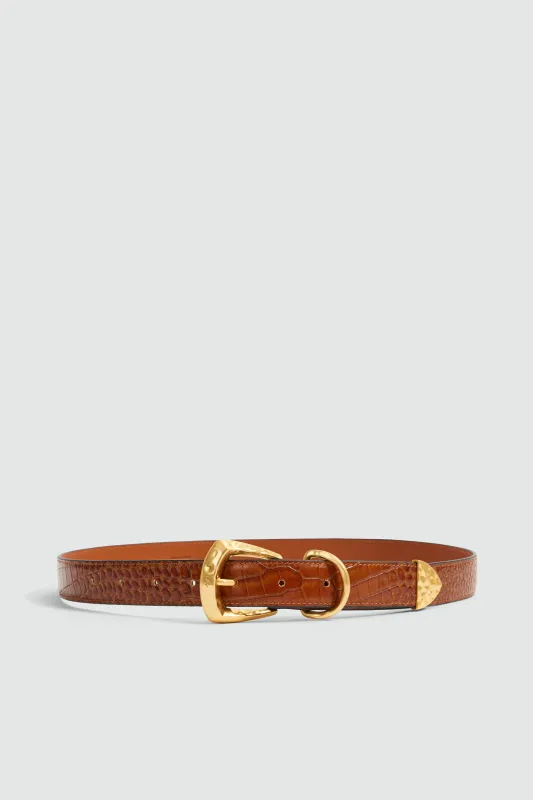 Maxine Croc Emboss Belt made by Aje