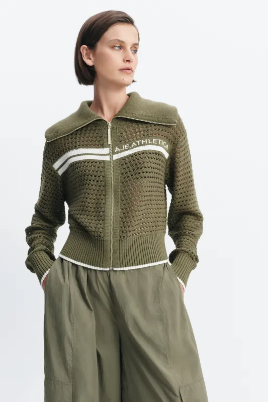Contrast Open Knit Jacket made by Aje