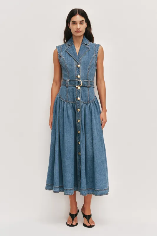 Liliana Belted Denim Midi Dress made by Aje