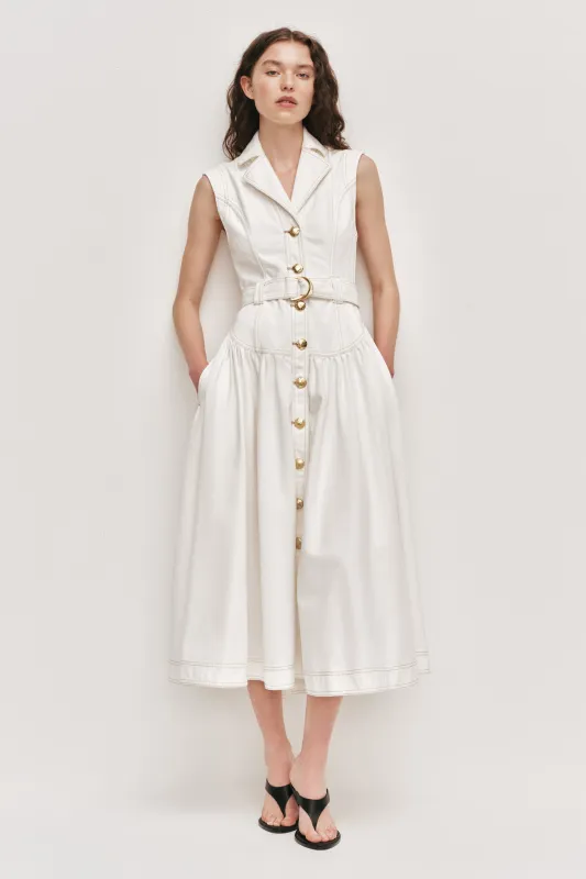 Liliana Belted Denim Midi Dress made by Aje
