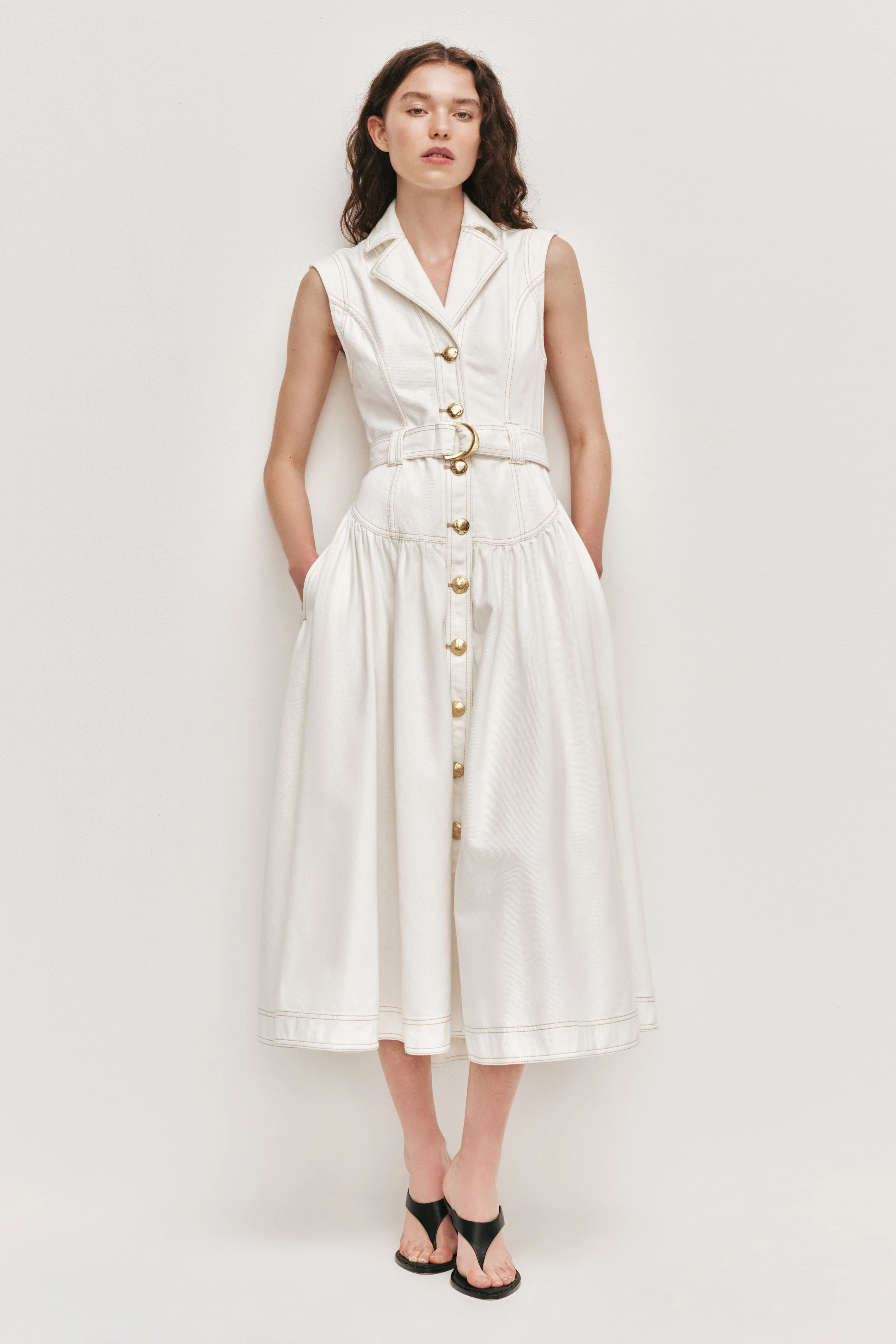 Liliana Belted Denim Midi Dress sold by Aje
