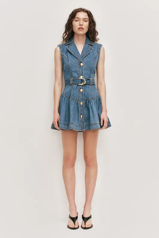 Liliana Belted Denim Mini Dress made by Aje