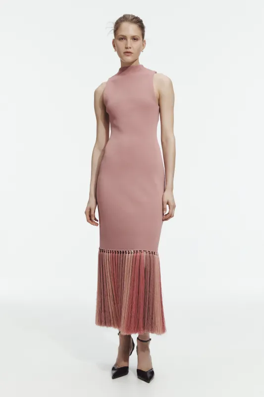 Sofina Knit Tassel Midi Dress made by Aje