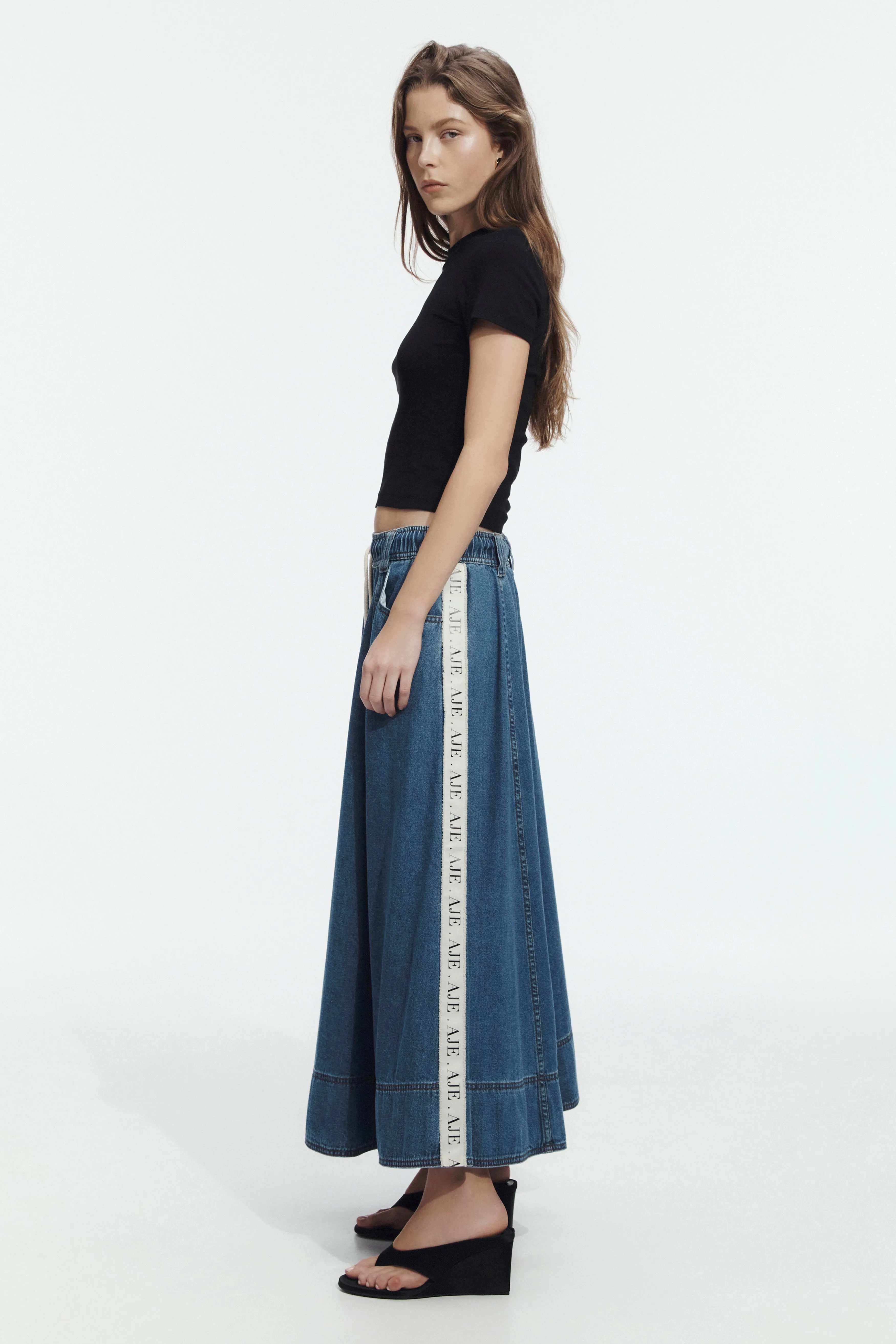 Caserta Logo Denim Midi Skirt sold by Aje product image thumbnail 4