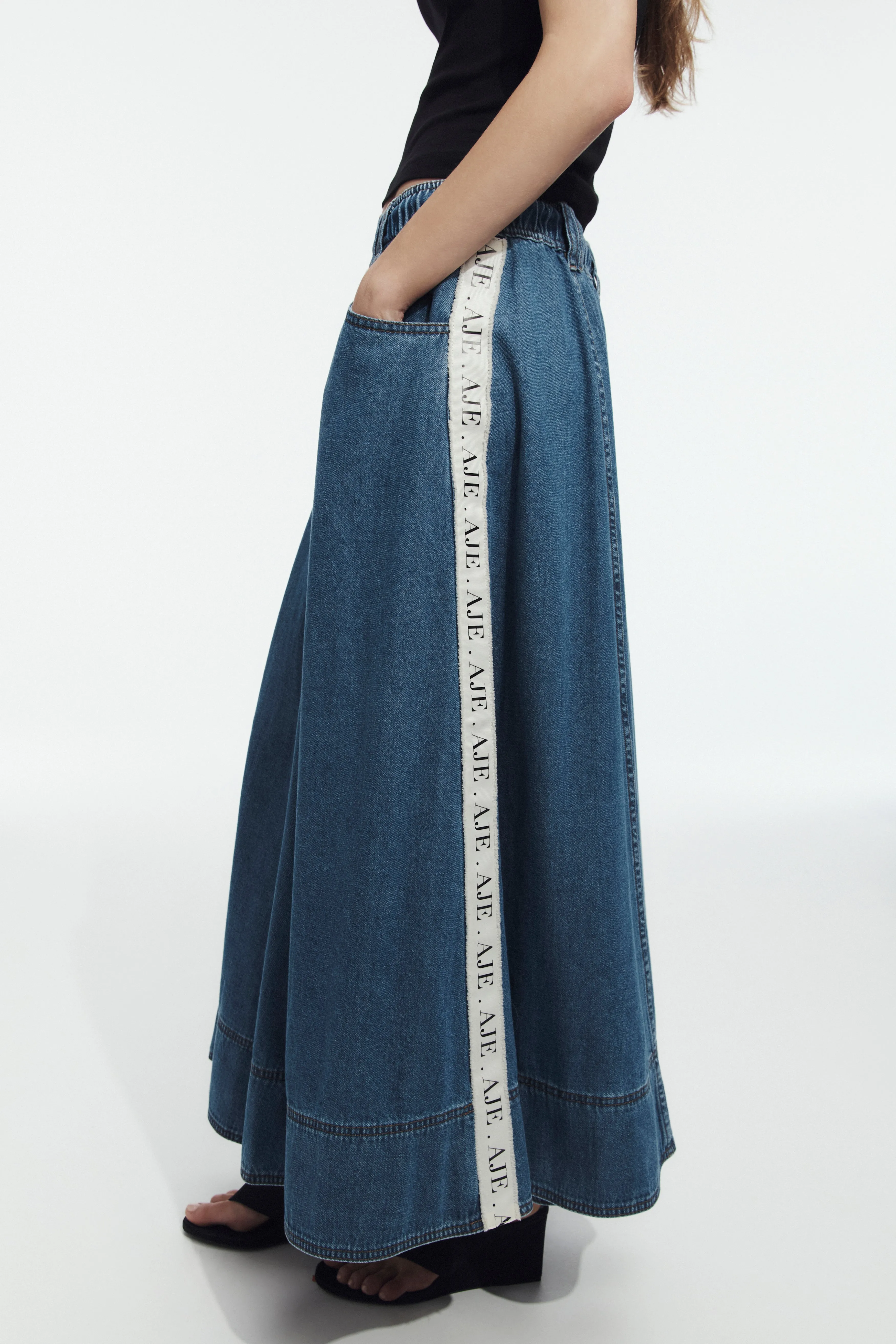 Caserta Logo Denim Midi Skirt sold by Aje product image thumbnail 3