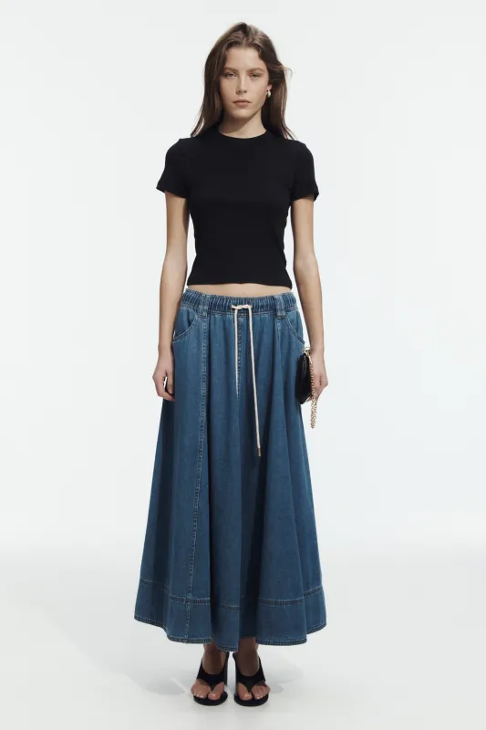 Caserta Logo Denim Midi Skirt made by Aje