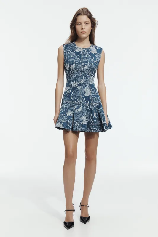 Arlo Jacquard Denim Mini Dress made by Aje