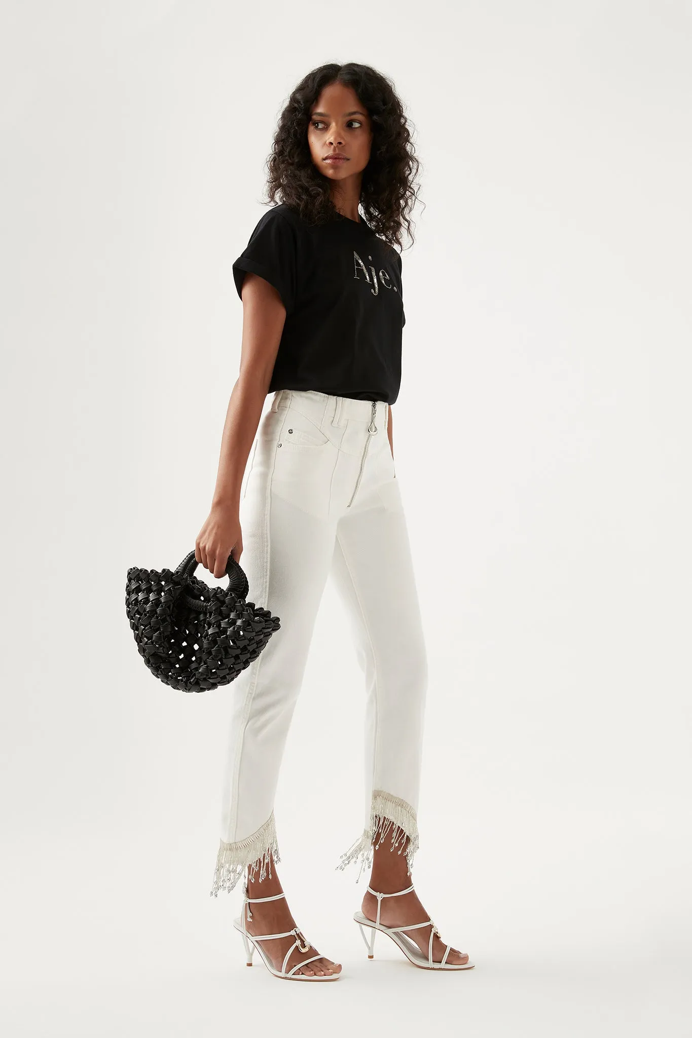 Sheen Fringe Denim Jeans sold by Aje