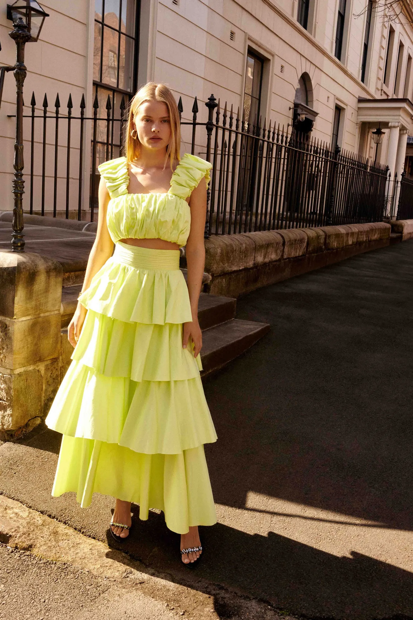 Medina Tiered Midi Skirt sold by Aje