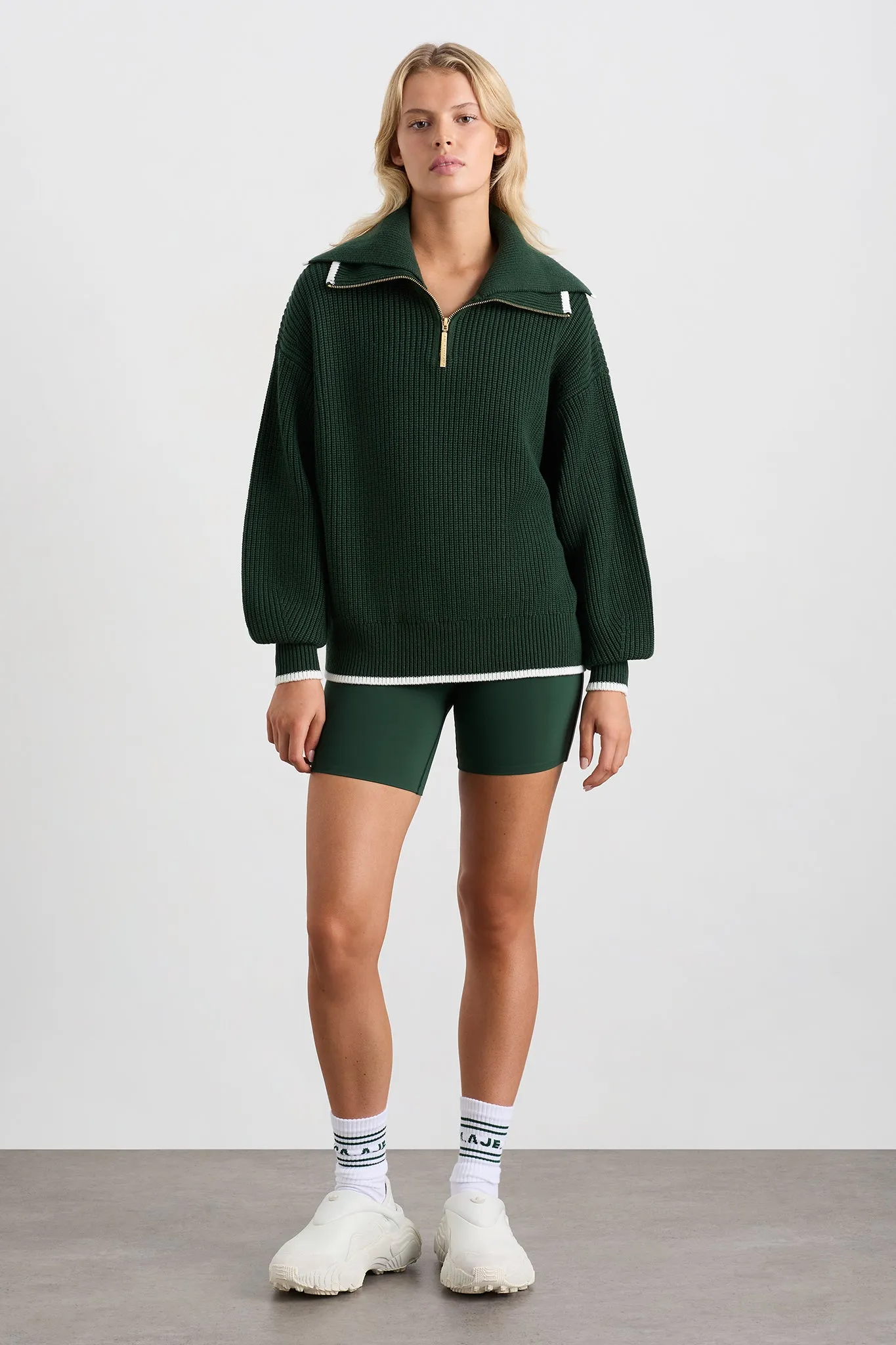 1/4 Zip Ribbed Knit Jumper 431 sold by Aje product image thumbnail 3