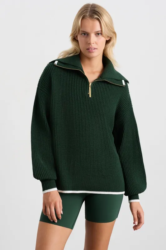 1/4 Zip Ribbed Knit Jumper 431 made by Aje