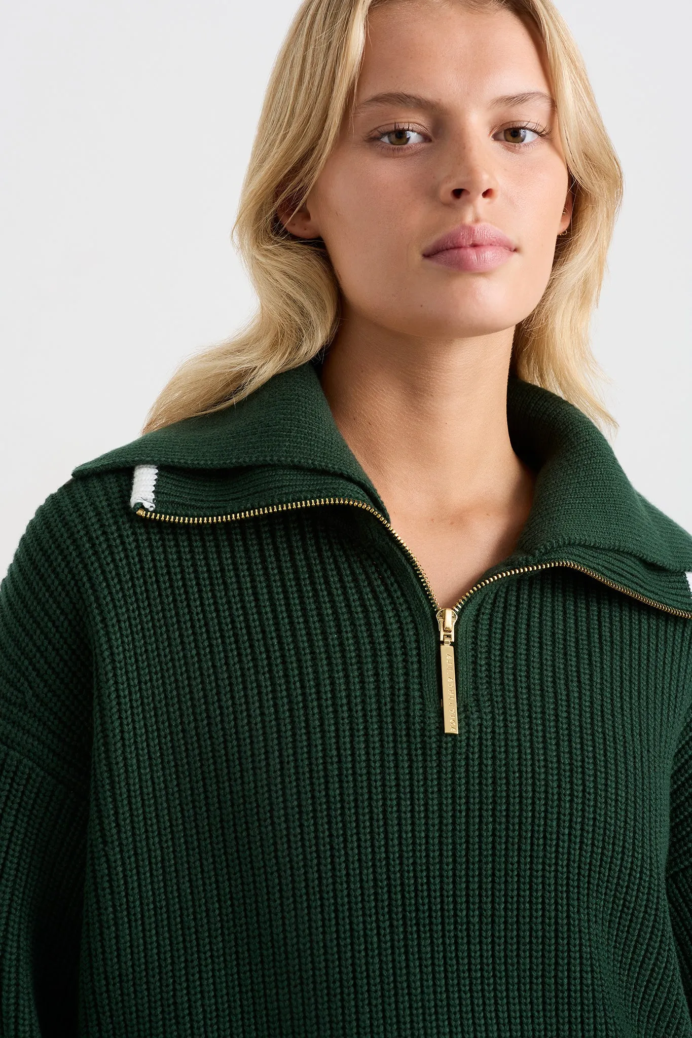 1/4 Zip Ribbed Knit Jumper 431 sold by Aje product image thumbnail 5