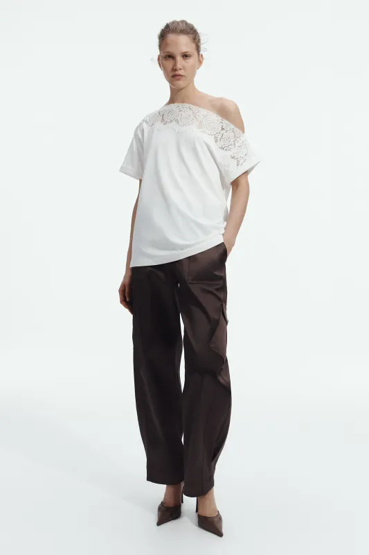 Ivana Lace Neck Tee made by Aje