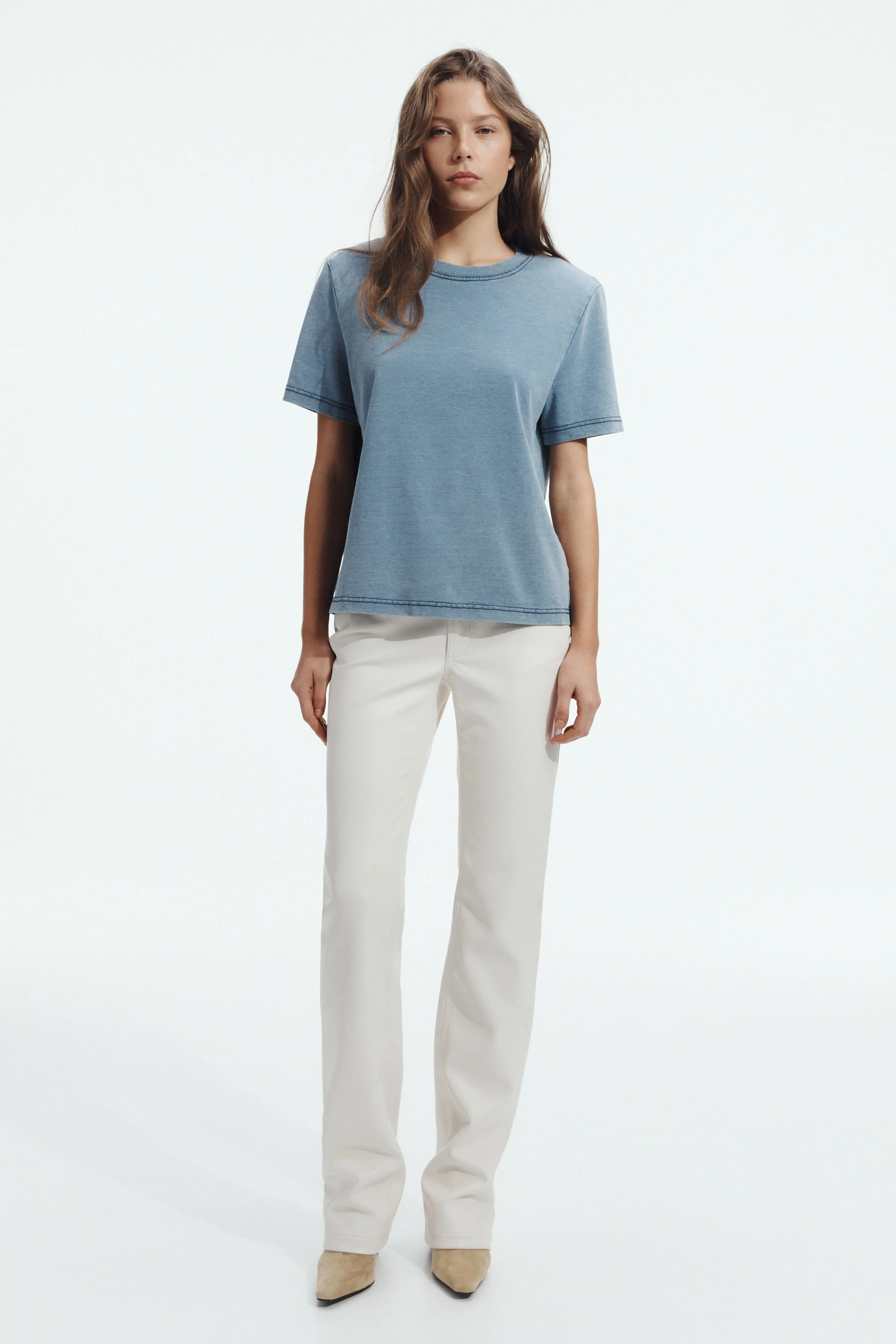 Jono Denim Wash Tee sold by Aje