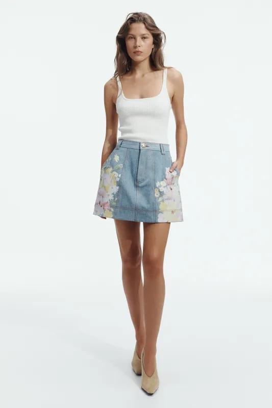 Daisy Denim Mini Skirt made by Aje