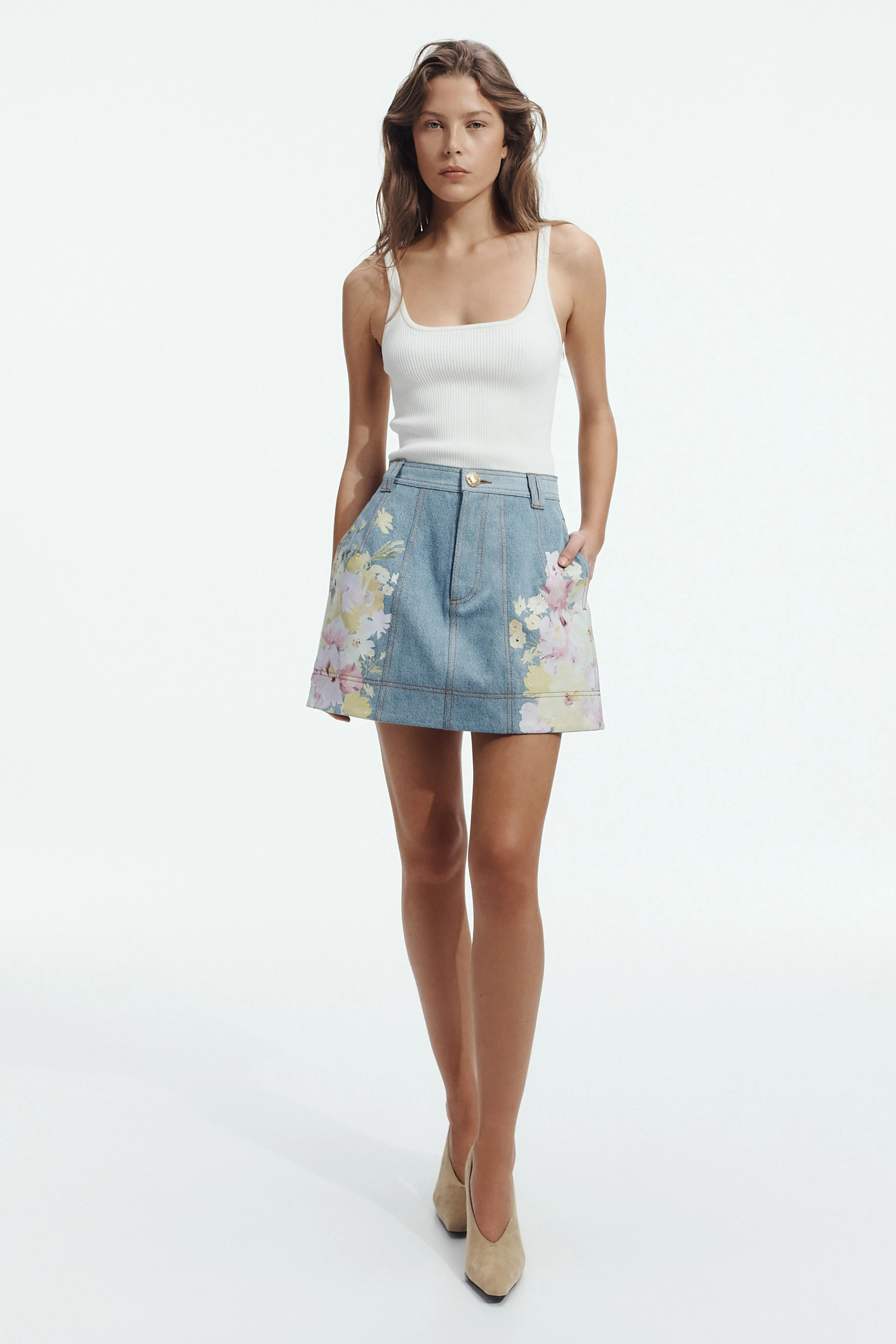 Daisy Denim Mini Skirt sold by Aje