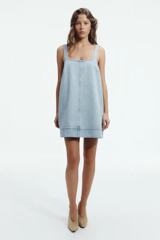 Lucina Stud Denim Mini Dress made by Aje