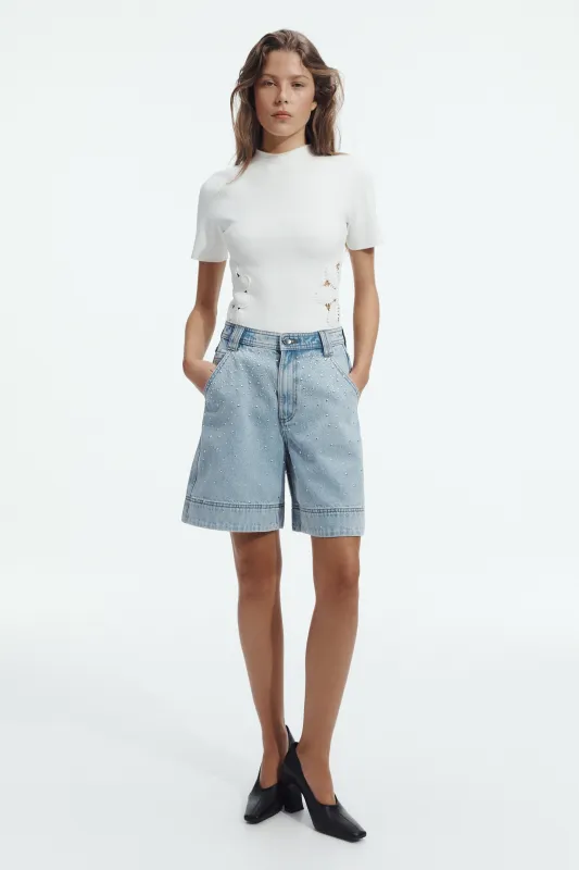 Lucina Stud Denim Short made by Aje