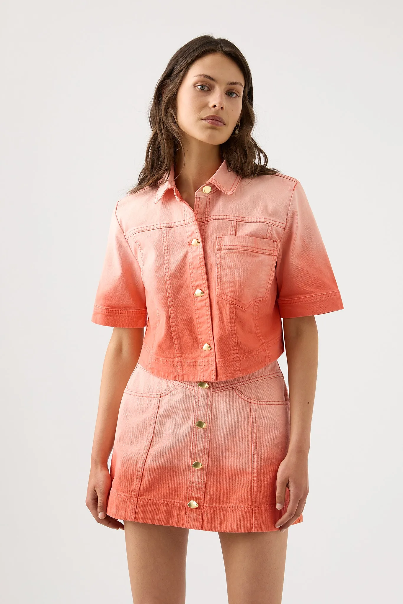 Ember Denim Crop Shirt sold by Aje