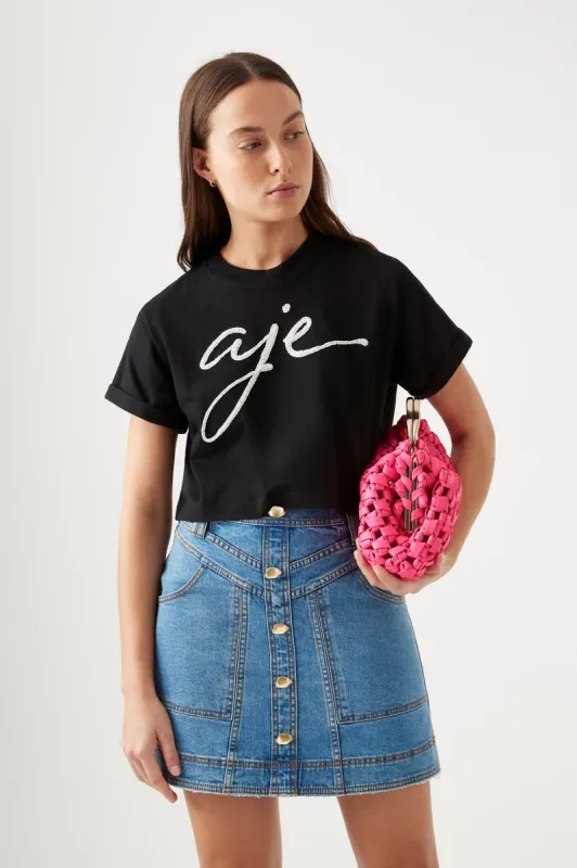 Enya Embellished Cropped Tee sold by Aje