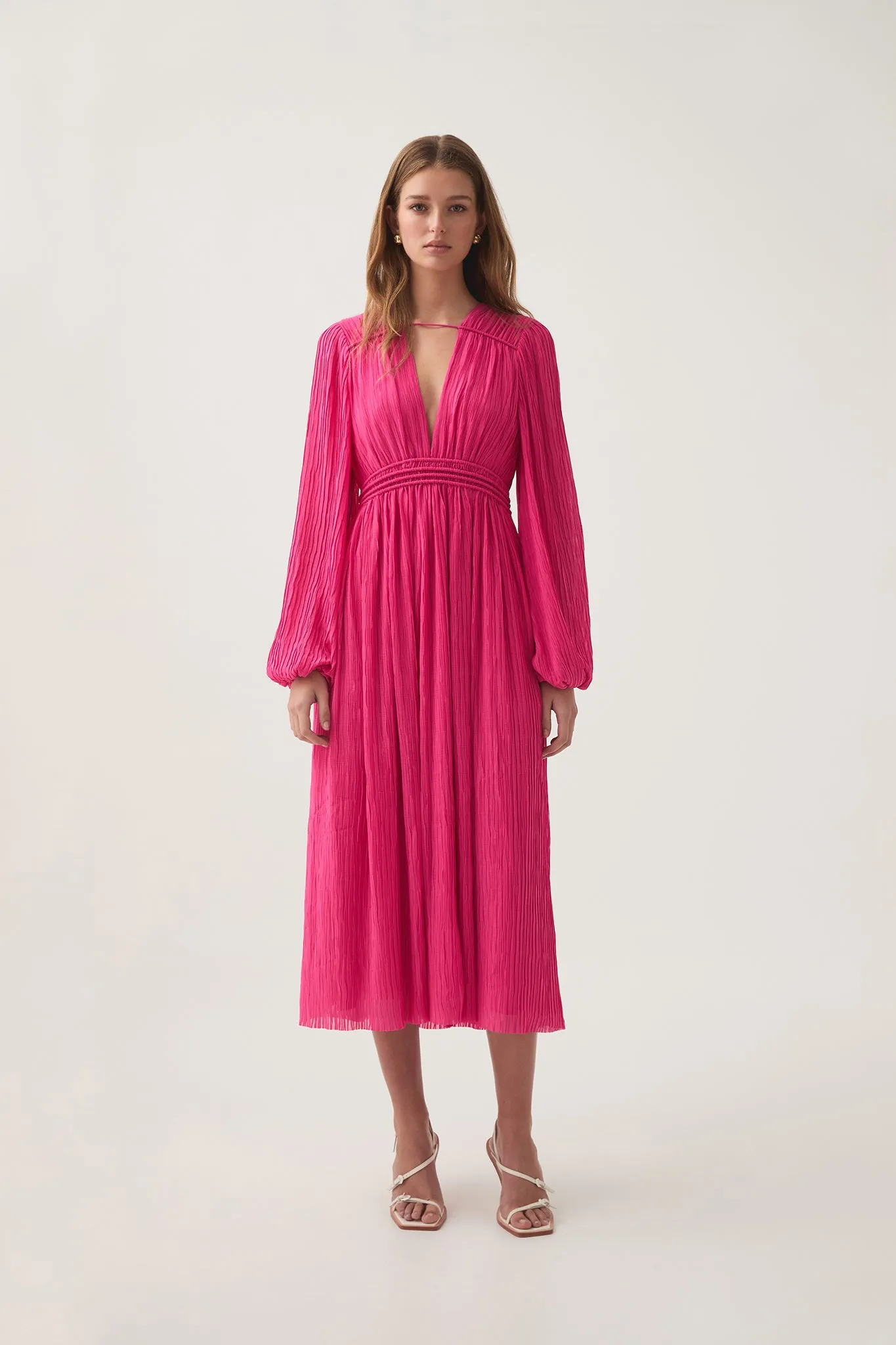 Genevieve Pleated Midi Dress sold by Aje