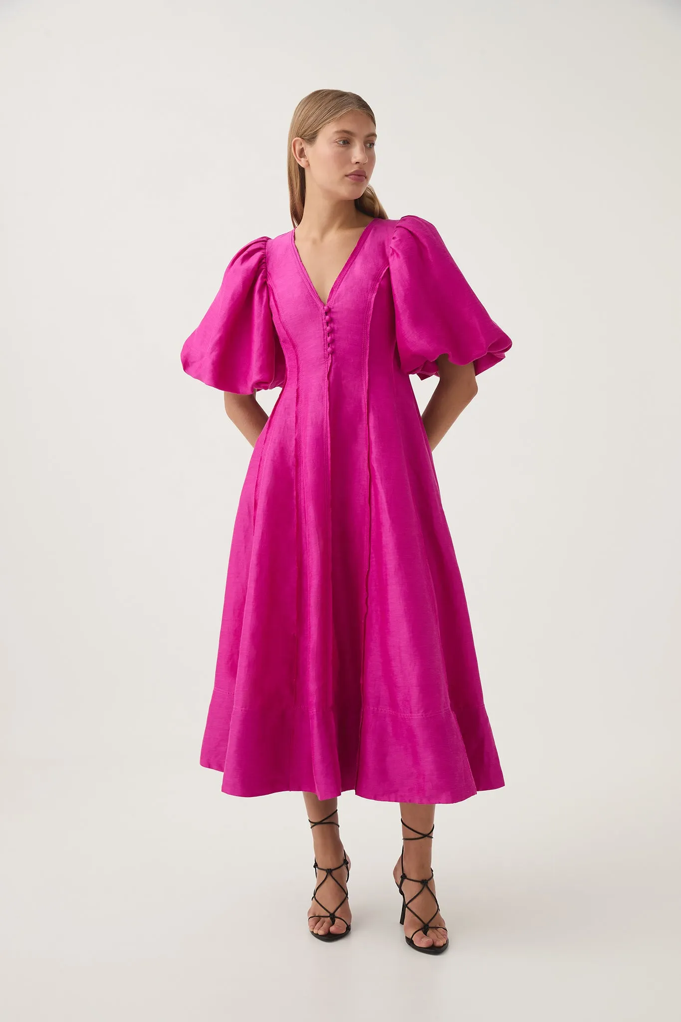 Dusk Puff Sleeve Midi Dress sold by Aje