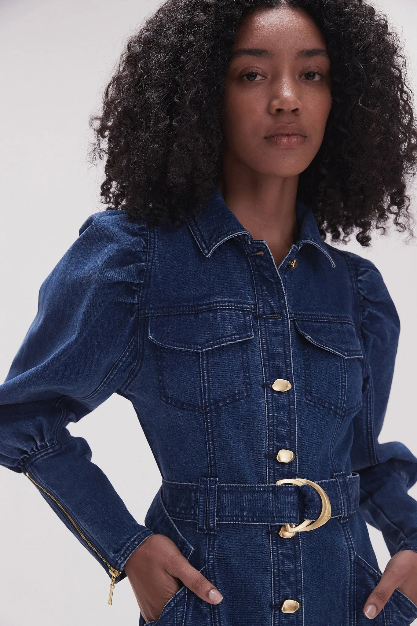 May Denim Long Sleeve Dress sold by Aje product image thumbnail 4