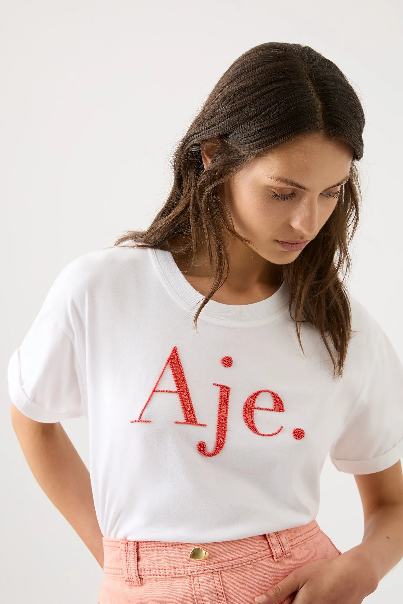 Remi Embellished Logo Tee sold by Aje