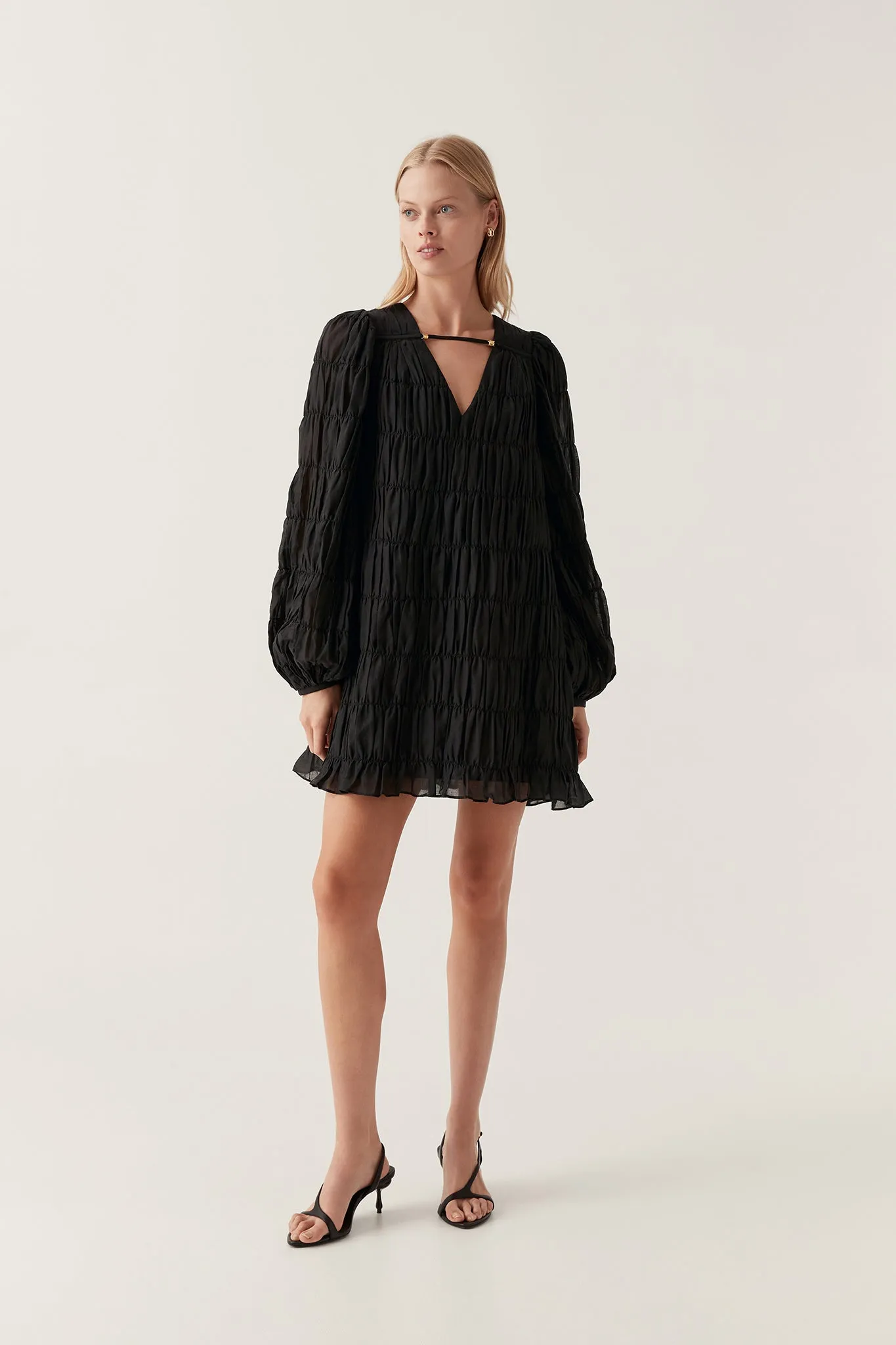 Evelina Ruched Mini Dress sold by Aje