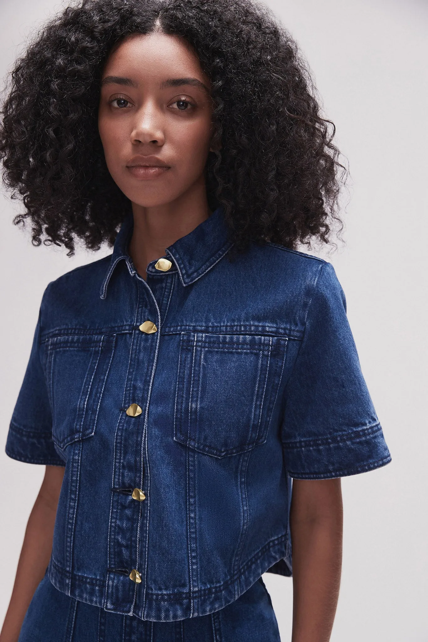 May Denim Cropped Shirt sold by Aje product image thumbnail 4