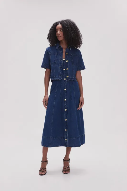 May Denim Cropped Shirt sold by Aje