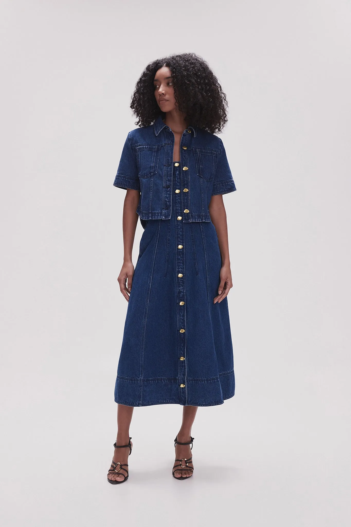 May Denim Cropped Shirt sold by Aje