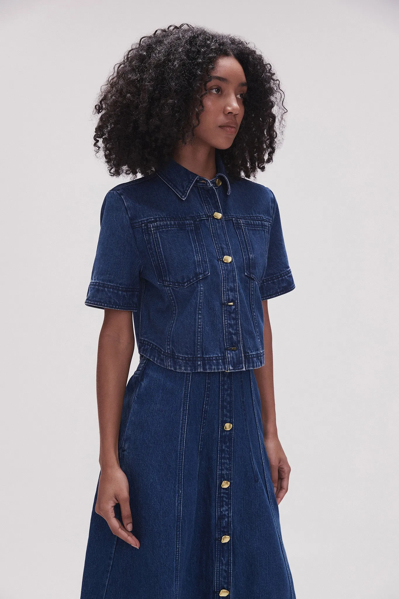 May Denim Cropped Shirt sold by Aje product image thumbnail 5
