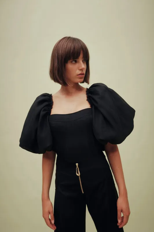 Cecile Puff Sleeve Corset Top sold by Aje