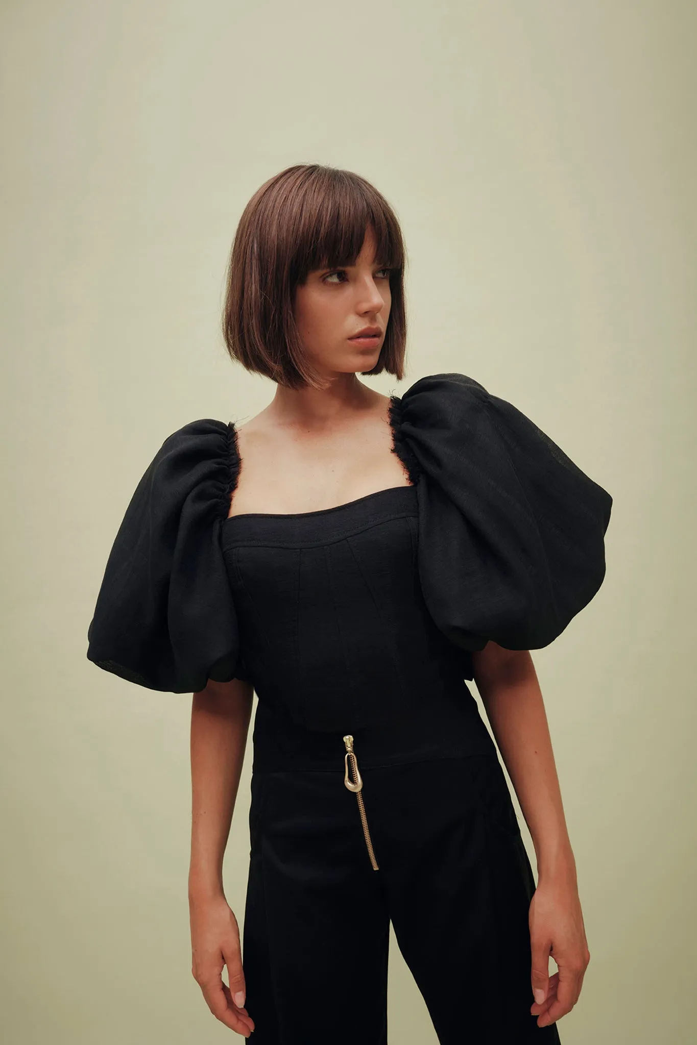 Cecile Puff Sleeve Corset Top sold by Aje