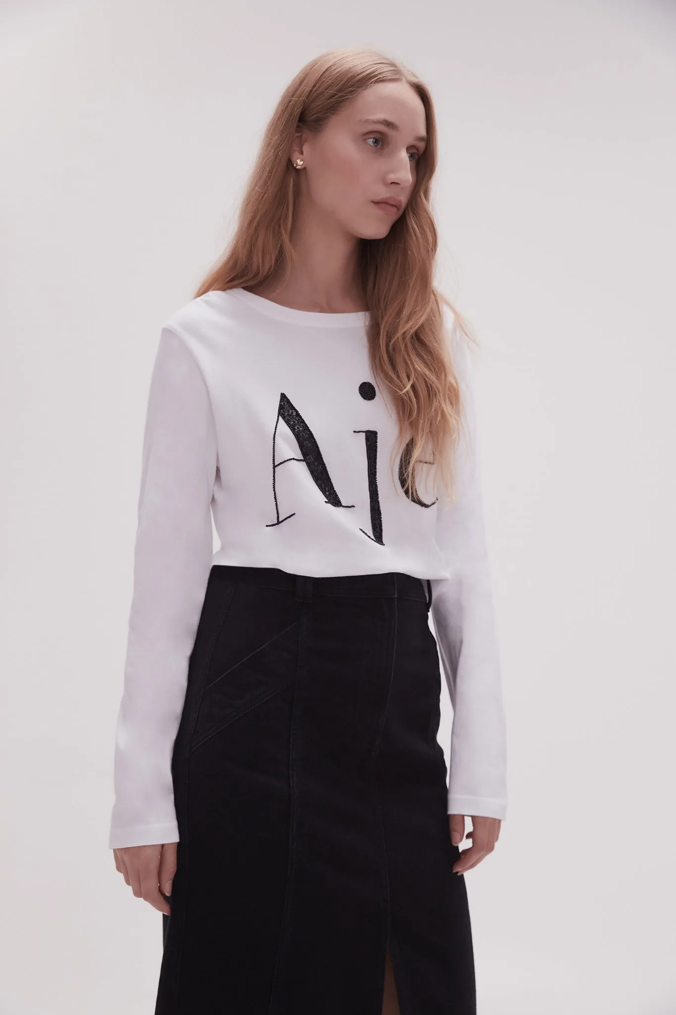 Remi Long Sleeve Logo Tee sold by Aje product image thumbnail 5