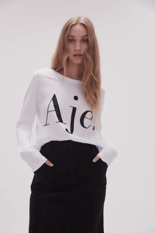 Remi Long Sleeve Logo Tee sold by Aje