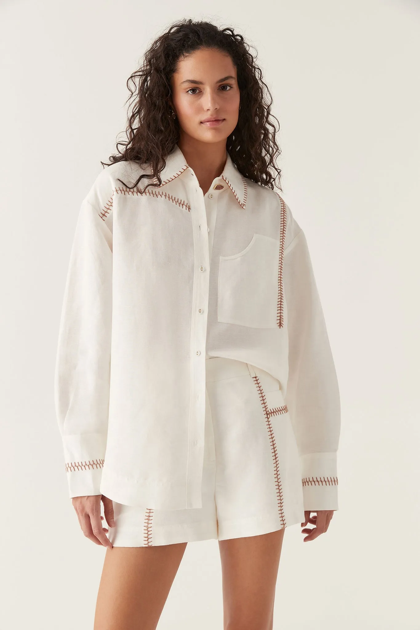 Sahira Barbstitch Shirt sold by Aje