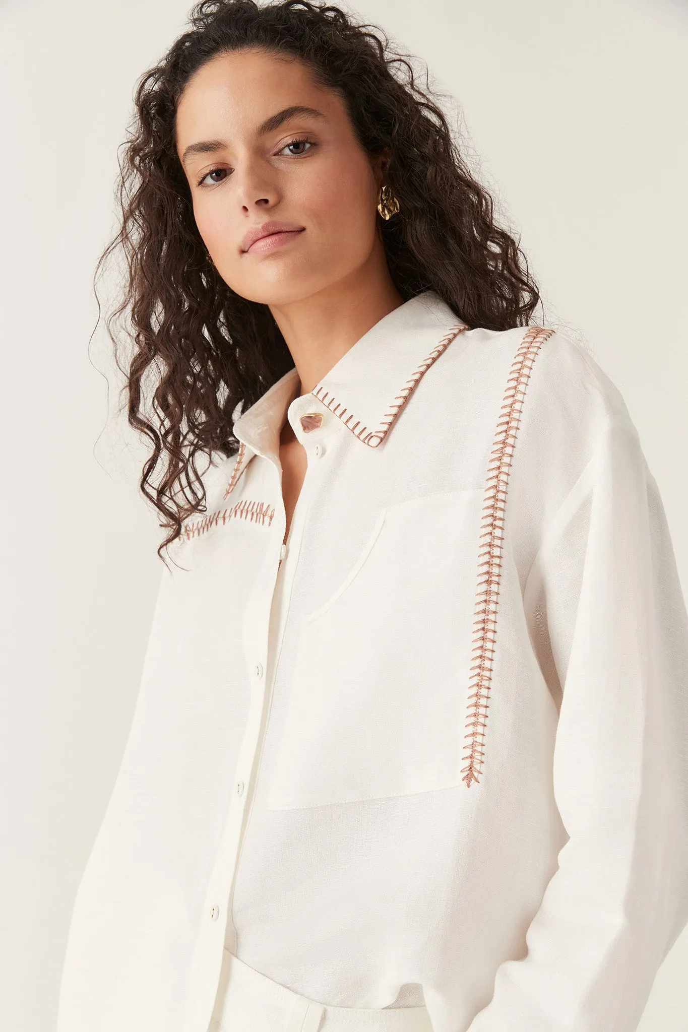 Sahira Barbstitch Shirt sold by Aje product image thumbnail 4